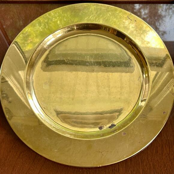 Vintage Solid Brass Charger Plate Decorative serving plate Home Accent - Picture 6 of 7